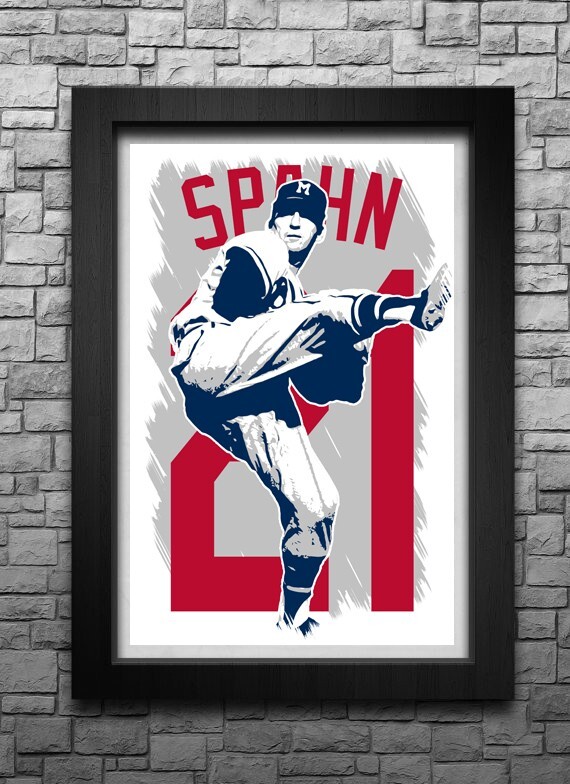 WARREN SPAHN art print/poster ATLANTA BRAVES FREE S&H! JERSEY B2G2