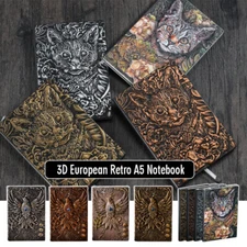 3D A5 Notebook European Retro Cat Phoenix Thickened Pu Embossed Notepad Diary
