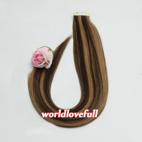 Premium Tape In Human Hair Extensions Seamless Skin Weft 100% Thick Hair 20-40Pc - Picture 69 of 80