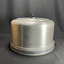 Vintage 1950s Mirro Cake Carrier Aluminum Cover Black Handle Locking Lid