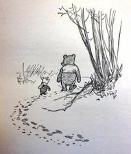 Winnie-the-Pooh and Piglet - E. H. Shepard – Circa 1926 Illustration Print