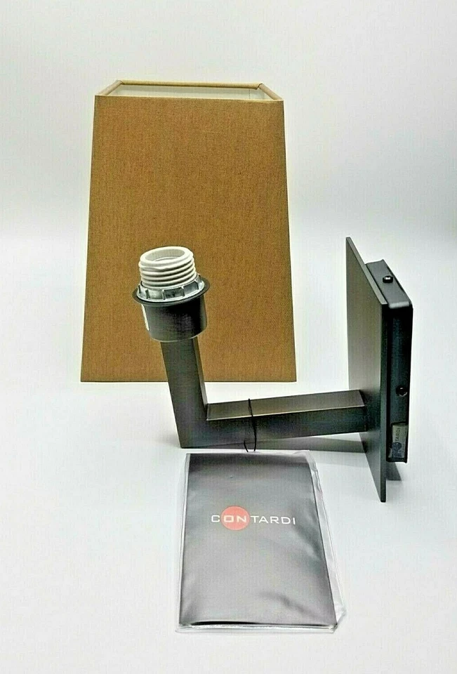 Aplique de lámpara de pared Contardi Quadra AP, acabado bronce satinado / pantalla marrón ópera NUEVO Foto 2 de 4