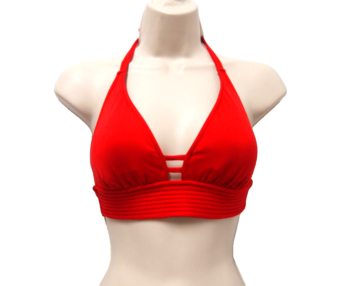 Kona Sol Target Womens Swimsuit Bikini Swim Top S Red Halter Padded Tie