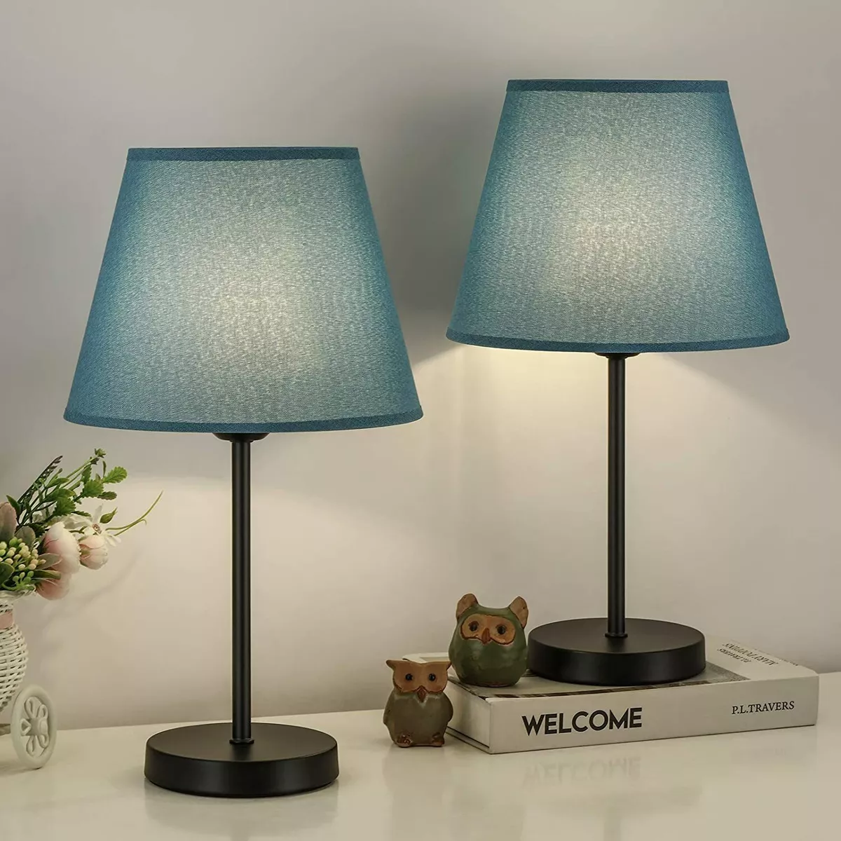 Set of 2 Modern Bedside Table Lamps Modern Nightstand Desk Lamps