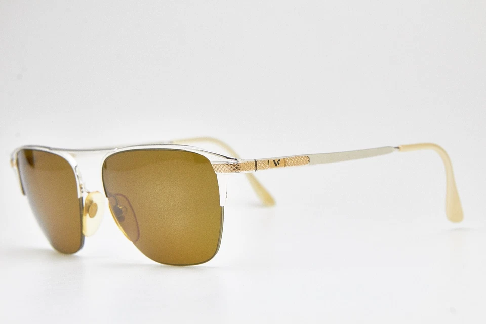 Gafas de sol vintage ojo de gato años 80 VOGUE JAZZ 3 gafas plateadas lentes marrones Foto 3 de 4