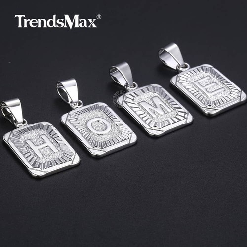 "Collar dije colgante letras plateadas de la A a la Z caja de acero inoxidable cadena 18-24" - Imagen 7 de 35