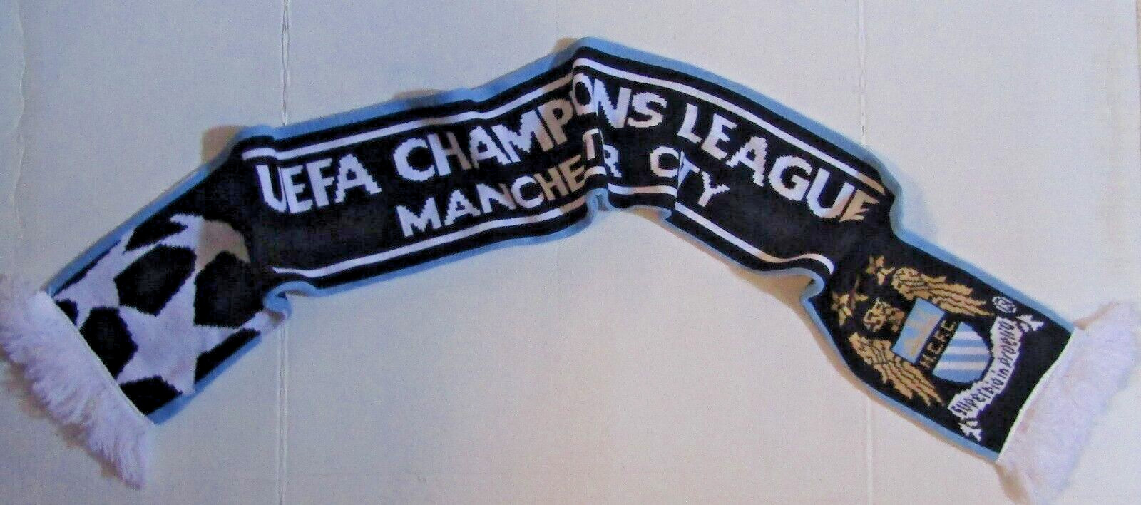 Manchester City UEFA Champions League Reversible Scarf w/ Fringe 56 Inches Long