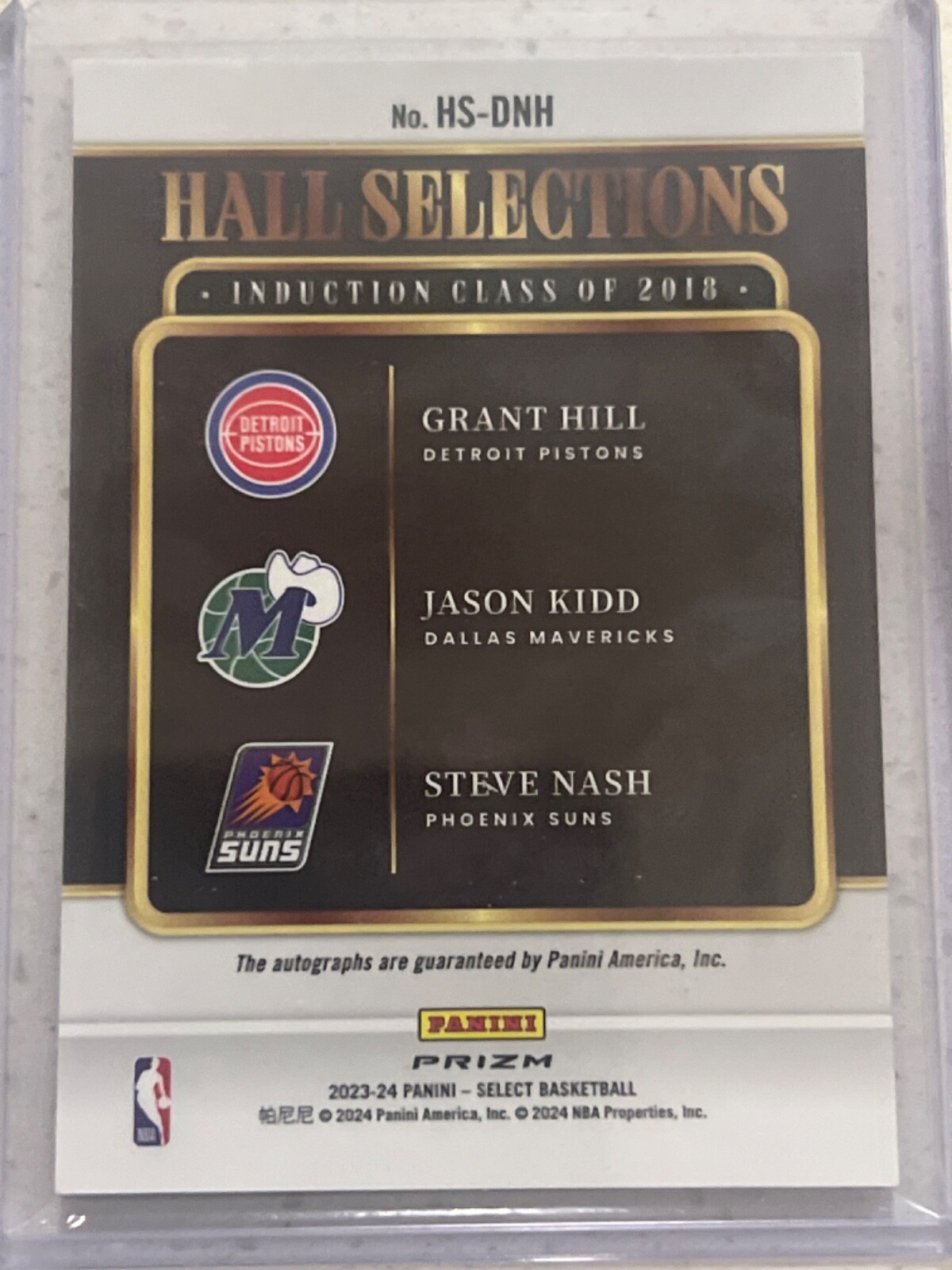 202324 PANINI SELECT GRANT HILL JASON KIDD STEVE NASH TRIPLE AUTO 2018