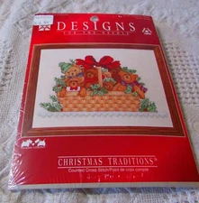 Needlepoint Kit, 3 Baskets Of Bears