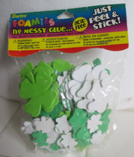 VTG 2003 Pkg/8 DARICE St. Patricks Day "FOAMIES" Peel  Stick Foam Shamrocks NIP