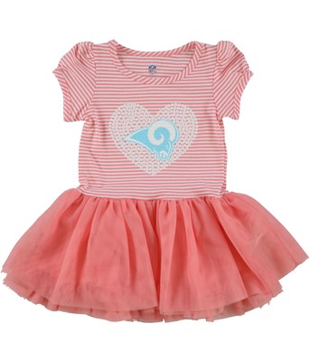 NFL Team Apparel Girls Sequin Heart W/Ram A-line Dress, Pink, 2T 897190048375