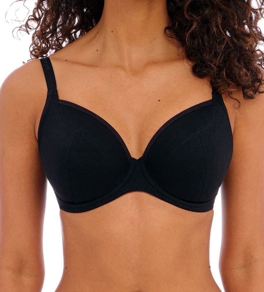 Freya Chill Bra Black Size 30F Underwired Unpadded Plunge Full Cup 401302 New