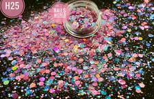Nail Art Glitter Chunky Mix Hexagon Laser 10 colours Holographic Sequins