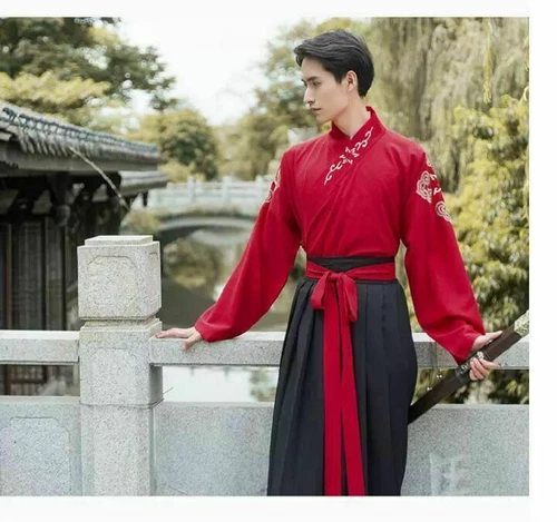 Vestido largo Element Hanfu artes marciales rojo bordado chino - Imagen 15 de 17