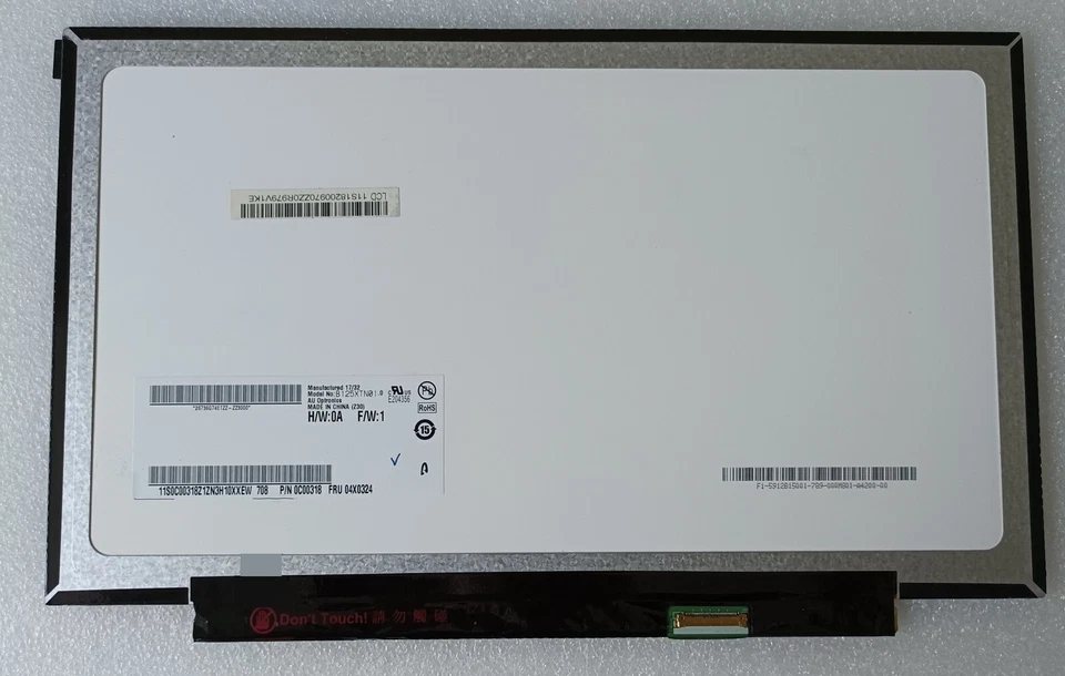 12.5" HD Laptop Screen for AUO B125XTN01.0 H/W:0A, LG LP125WH2 TP H1 T1 Nontouch - Image 2 of 2