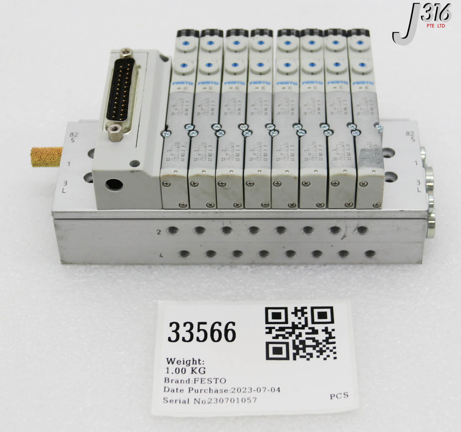 33566 FESTO 8-SLOT SOLENOID VALVE MANIFOLD CPA-SC-MP-VI