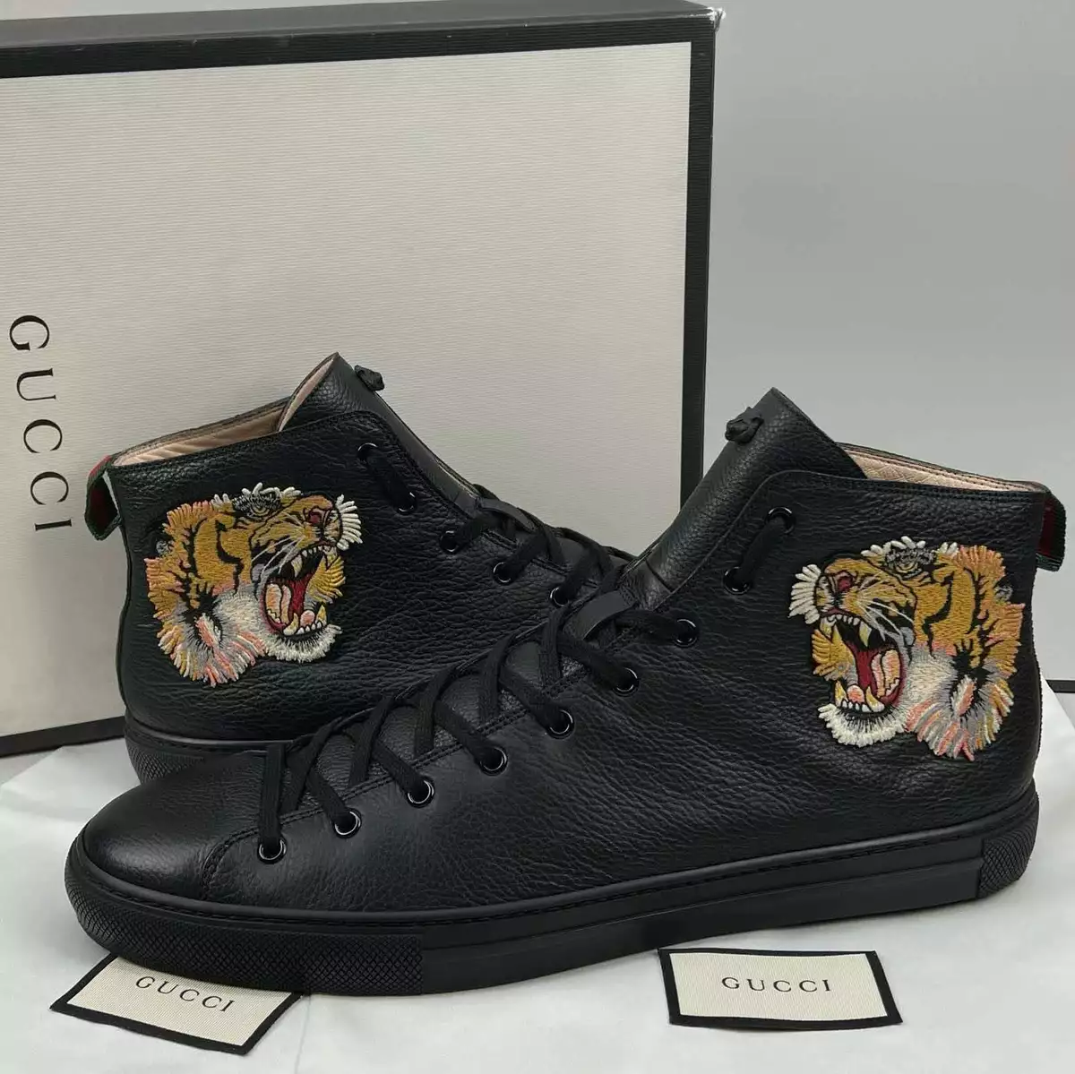 Gucci leather high sales top with tiger