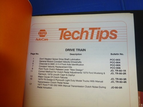 NAPA Auto Care Tech Tips LATE 70's early 80's Auto Tips Store Counter Catalog - Bild 10 von 14