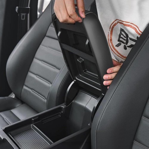 Cubierta de reposabrazos de caja de almacenamiento central para Hyundai Kona 2018-2025 imitación cuero negro - Imagen 2 de 6