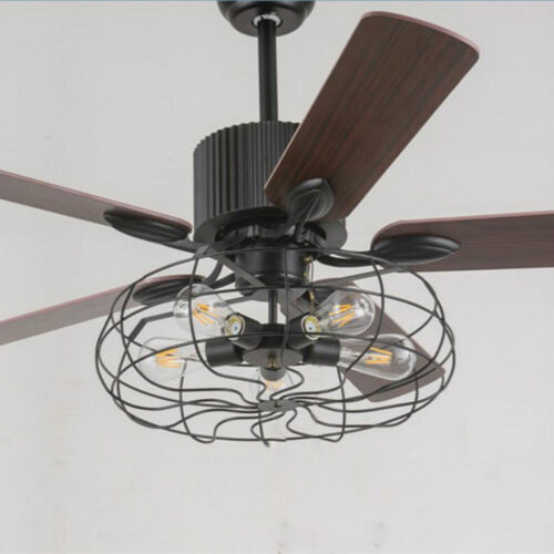 Retro Industrial Ceiling Fan Light Fixture FOR Restaurant Living Room Bedroom - Picture 7 of 9