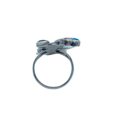 Inlay Zuni Native Sterling Silver Rainbow Man Kachina Ring Size 9.5 Signed PP - Picture 6 of 7