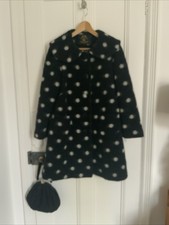 Hell Bunny Black/ White Polka Dot Coat, Size Medium