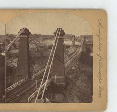 Niagara Falls Suspension Bridge Line Erie RR Bierstadt Stereoview