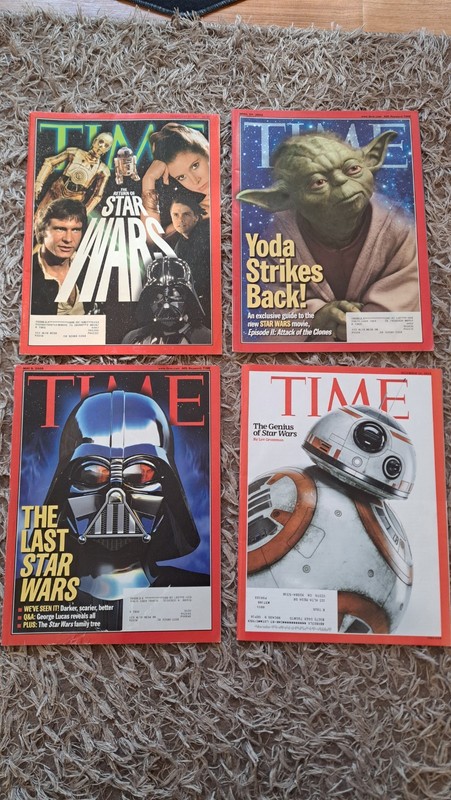 Star Wars Time Magazine Lot of 4 (1997, 2002, 2005, 2015) - Vader, Yoda, BB-8