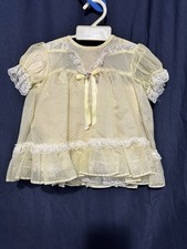 Vintage Girls Yellow Ruffle Lace Dress 12 Months Dead Stock Baby Doll Style