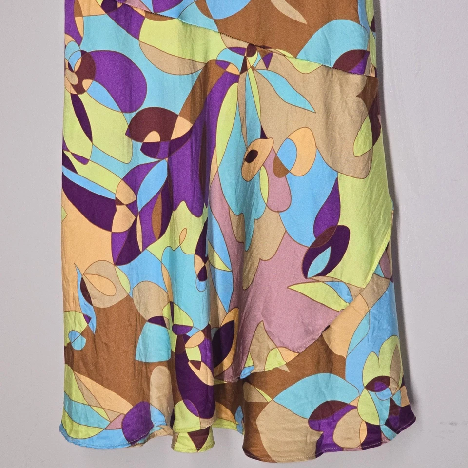 Vestido Babydoll Midi de Seda Express para Mujer Talla 1/2 Cuello en V Y2K Indie Retro Abstracto Foto 2 de 4