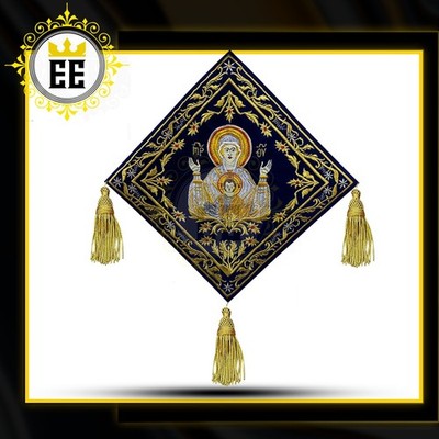 Embroidered Orthodox Priest Palitsa: Elegant Blue Velvet and Gold Embroidery