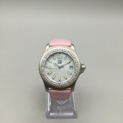 ESQ Swiss Watch Women 40mm Silver Tone MOP Date Pink Leather  display picture 3