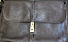 Vintage Brown Leather Shoulder Purse Bag with Flap Closure