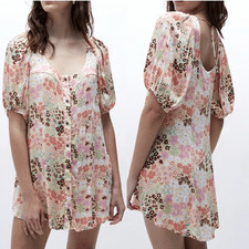 NEW Free People Callie Floral Print tunic dress XS