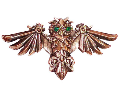 Anne Stokes Owl Brooch Aviamore Engineerium Steampunk Copper Tone