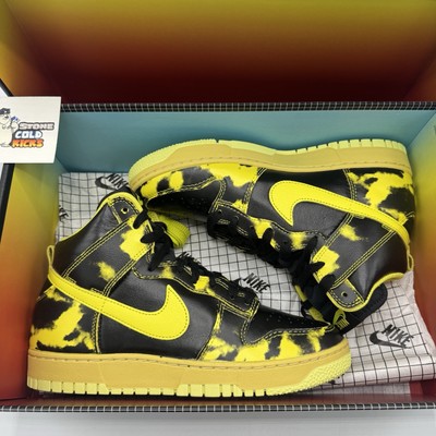 Nike Dunk Hi 1985 SP Yellow Acid Wash Black White Size 8.5 DD9404