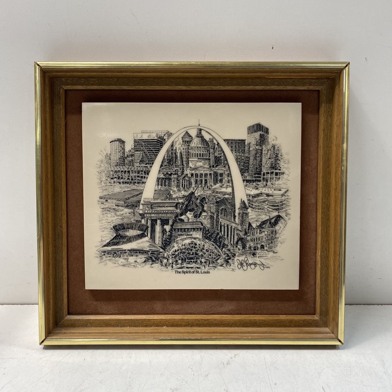 The Spirit Of St Louis Framed Art Print Signed 1978 Black White Picture