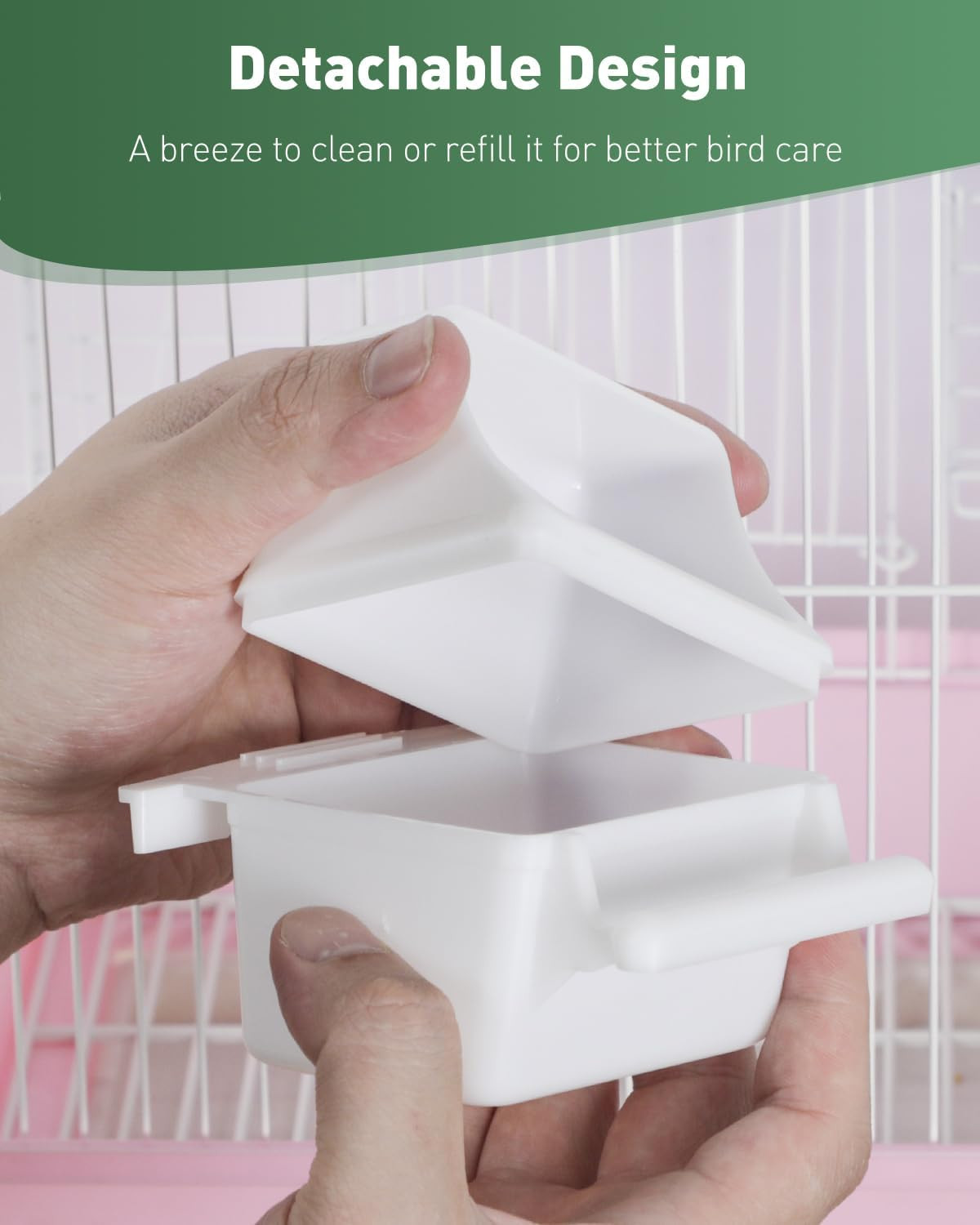 2 Pcs Bird Feeder, Hanging Plastic Water Dispenser with Hooks, Food Bowl for Sma