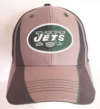 New York Jets NFL Team Apparel Black Grey Fitted Cap Hat Small Medium EZ Stretch