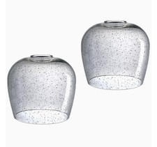 2 Pack 6.1 Inch Clear Seeded Grey Glass Lamp Shades for Pendant Lights