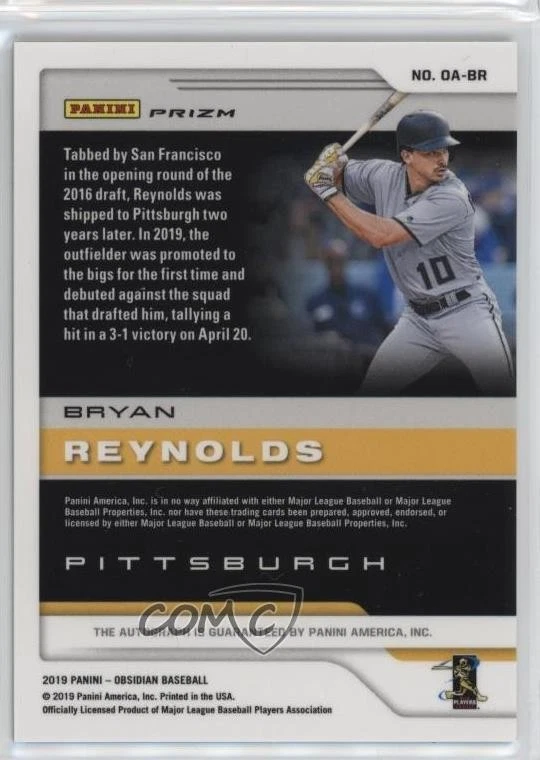 2019 Panini Chronicles Obsidian Auto Bryan Reynolds #OA-BR Rookie Auto RC - Image 2 of 2