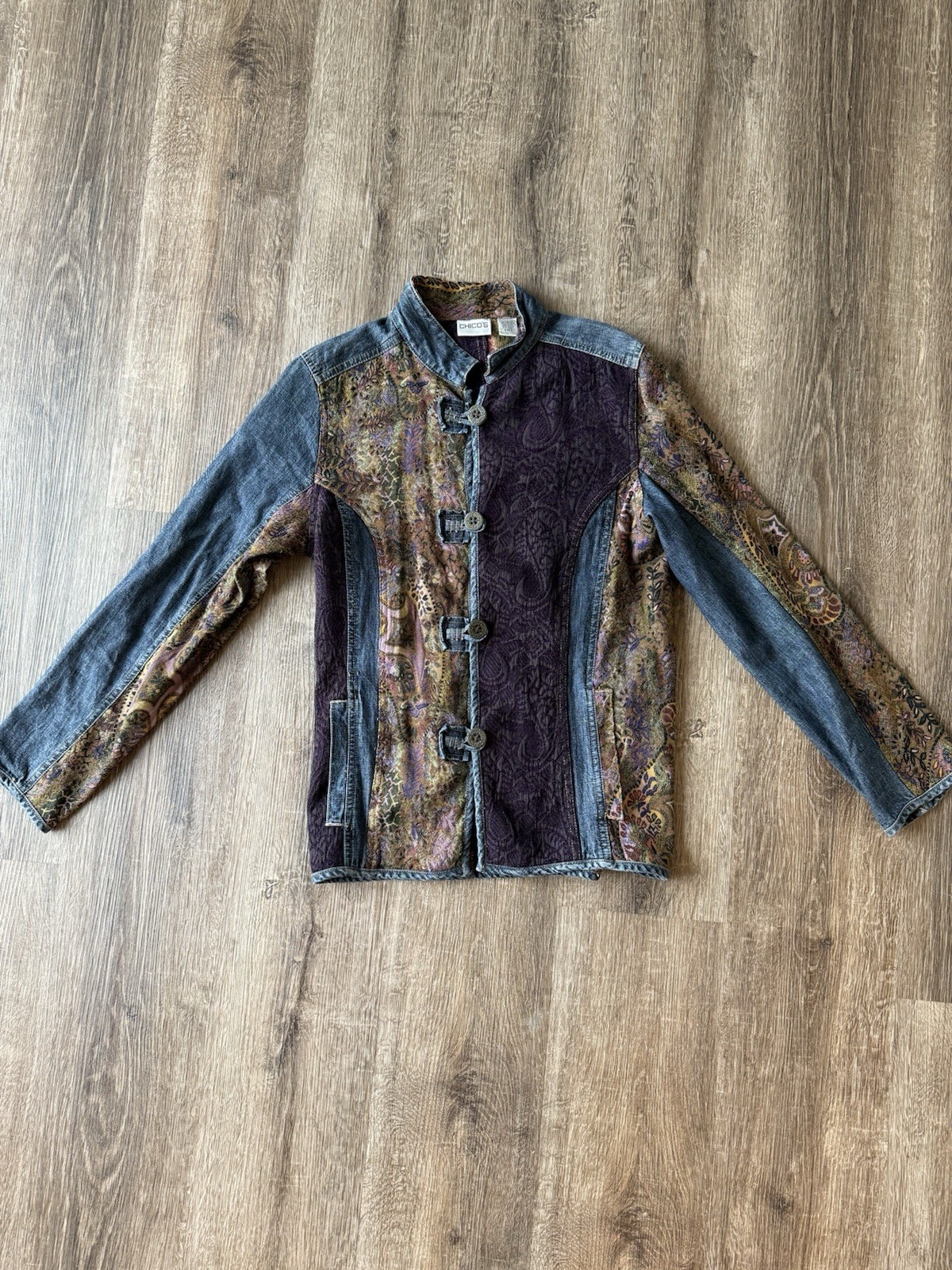 Vintage Chico’s Patchwork Denim Jacket With Butto… - image 1