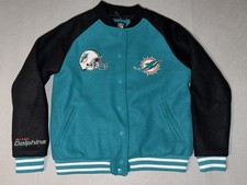 NFL Team Apparel Miami Dolphins Varsity Jacket Snap Button Mens Medium NWT $120