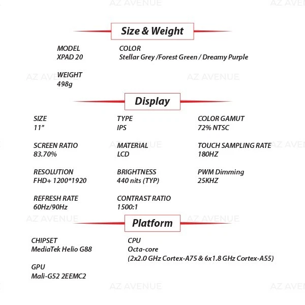 (New) Ininfix XPAD 20 LTE 6GB+128GB GREEN Octa Core Android PC Tablet (Wi-Fi+4G) - Image 3 of 4