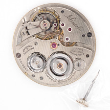 Illinois Grade A. Lincoln 12-Size 19-Jewel Antique Pocket Watch Movement, Runs
