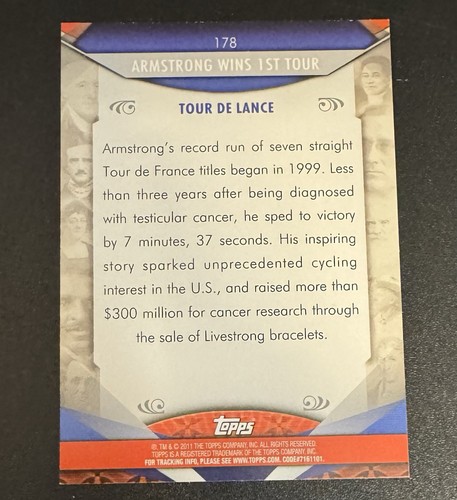 Lance Armstrong 2011 Topps American Pie 1990’s 1st Tour #178 - Tour De Lance - Picture 2 of 2