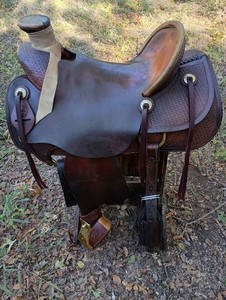 15.5" Johnny Scott Wade Ranch Roping Saddle FQHB - Made in Texas