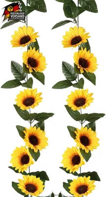 Künstliche Sonnenblumen-Girlande 2,4m Deko Blumen, Garten, Hochzeit - Bild 1 von 4