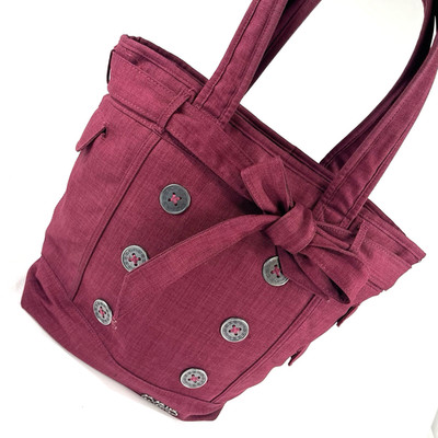OGIO Melrose Tote Raspberry Sunset Laptop Bag Handled Buttons Bow Multi-Pocket