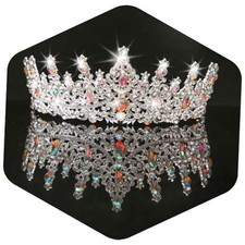 Crystal Crowns and Tiaras Headband for Women Birthday Party Wedding Silver AB2